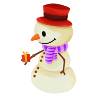 muñeco de nieve acuarela, decoración navideña pintada a mano png