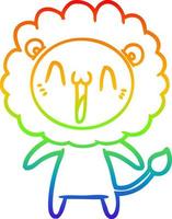 rainbow gradient line drawing happy cartoon lion vector