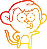 warm gradient line drawing cartoon pointing monkey vector