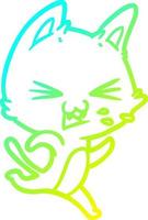 cold gradient line drawing cartoon cat hissing vector