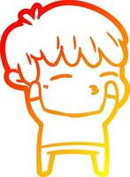 warm gradient line drawing cartoon curious boy vector