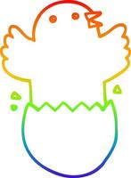 rainbow gradient line drawing cartoon hatching bird vector