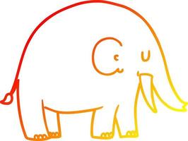 warm gradient line drawing cartoon elephant vector