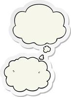 cartoon cloud and thought bubble as a printed sticker vector