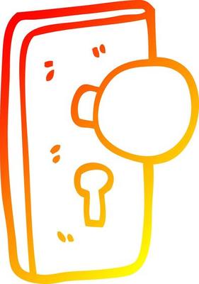 warm gradient line drawing cartoon door handle with keyhole