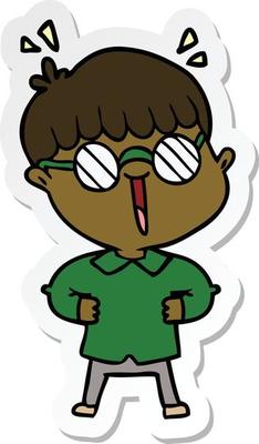 sticker of a cartoon boy wearing spectacles