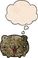 funny cartoon bear and thought bubble in grunge texture pattern style vector