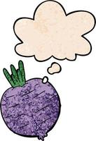 cartoon vegetable and thought bubble in grunge texture pattern style vector