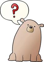 cartoon curious bear and speech bubble in smooth gradient style vector