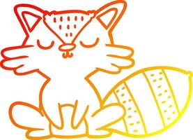 warm gradient line drawing cute cartoon raccoon vector