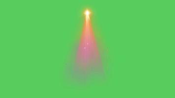 Realistic colorful light beam from above on green background. video