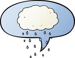 cartoon rain cloud and speech bubble in smooth gradient style vector