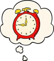 cartoon alarm clock and thought bubble in comic book style vector