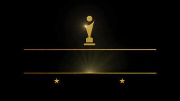 Animation golden trophy isolate on black background. video