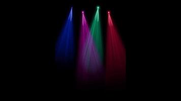 Realistic colorful light beam from above on black background. video