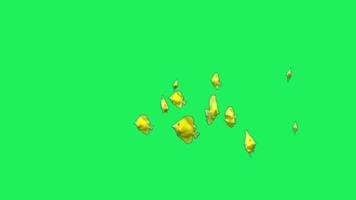 animatie gele cartoon vis op groene achtergrond.