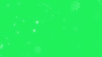 Animation white snow falling on green background. video