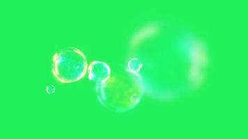 animación burbujas blancas flotando sobre fondo verde. video