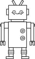 line drawing cartoon robot vector