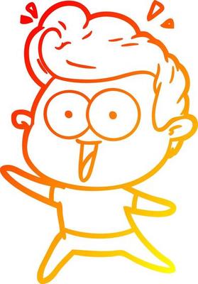 warm gradient line drawing cartoon excited man