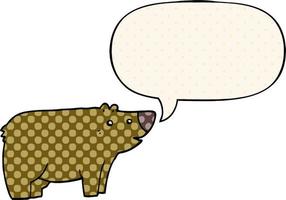cartoon bear and speech bubble in comic book style vector