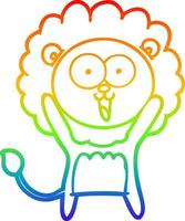 rainbow gradient line drawing happy cartoon lion vector