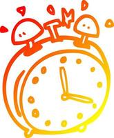 warm gradient line drawing cartoon alram clock vector