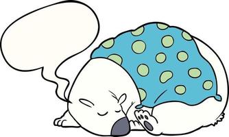 cartoon polar bear sleeping and speech bubble vector