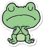 sticker of a cartoon frog vector