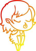 warm gradient line drawing cute cartoon vampire girl vector