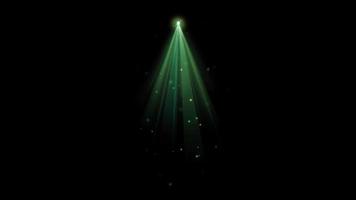 Realistic green ight beam from above on black background. video