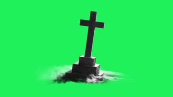 animação cruz preta sobre fundo verde. video