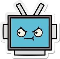 sticker of a cute cartoon robot head vector