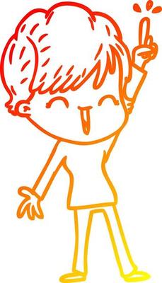 warm gradient line drawing cartoon laughing woman