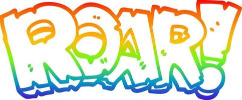 rainbow gradient line drawing cartoon roar text vector