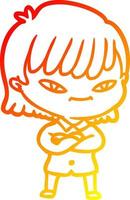 warm gradient line drawing cartoon woman vector