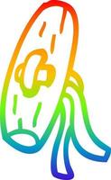 rainbow gradient line drawing cartoon old wooden button vector