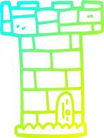 torre de castillo de dibujos animados de dibujo de línea de gradiente frío vector