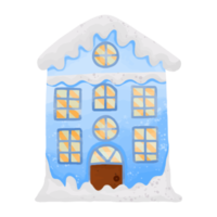 Watercolor Houses, Hand painted Christmas decoration clipart png