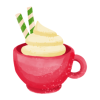 Watercolor Coffee Cup, Hand painted Christmas decoration png