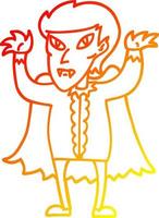 warm gradient line drawing cartoon vampire vector