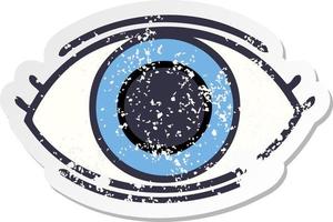 distressed sticker of a cute cartoon eye vector