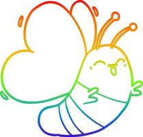 dibujo de línea de gradiente de arco iris mariposa de dibujos animados divertidos vector