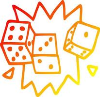 warm gradient line drawing cartoon lucky dice vector