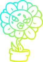 cold gradient line drawing cartoon flower pot vector