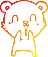 warm gradient line drawing happy cartoon polar bear vector