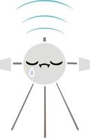 flat color retro cartoon crying satellite vector