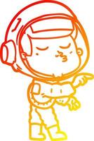 warm gradient line drawing cartoon confident astronaut vector