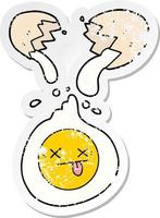 distressed sticker of a cartoon cracked egg vector