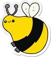 sticker of a cartoon bee vector